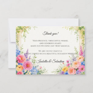 Whimsical Garden Arch Florals Wedding Thank You Card