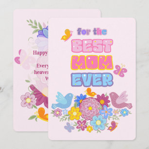 Whimsical Garden Birds & Butterflies Best Mom Ever Holiday Card