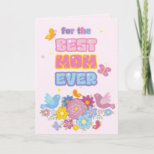 Whimsical Garden Birds & Butterflies Best Mom Ever Holiday Card