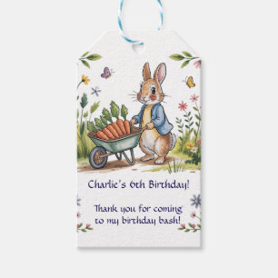 Whimsical Garden Bunny Boy Birthday Bash Favour Gift Tags