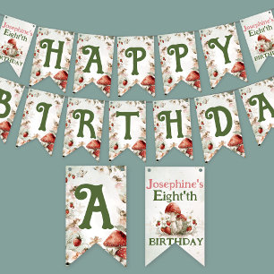Whimsical garden fairies girl birthday bunting flags