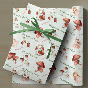 whimsical garden fairies girl birthday custom  wrapping paper