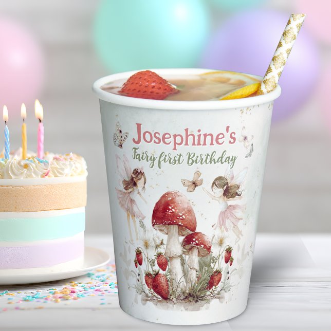 whimsical garden fairy first birthday girl small paper cups (Creator Uploaded)