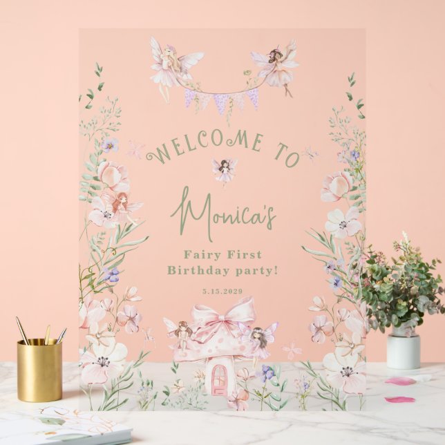 Whimsical garden Fairy First Birthday Welcome (Mariage)
