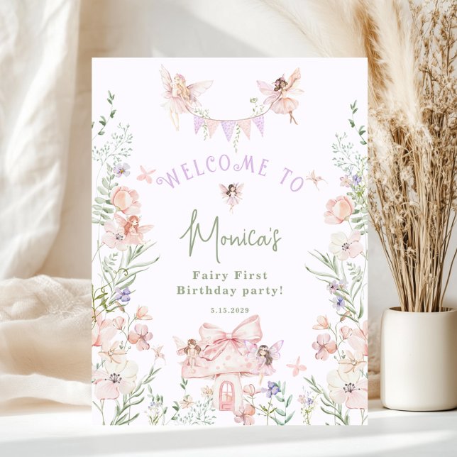 Whimsical garden Fairy First Birthday Welcome Poster (Creator Uploaded)
