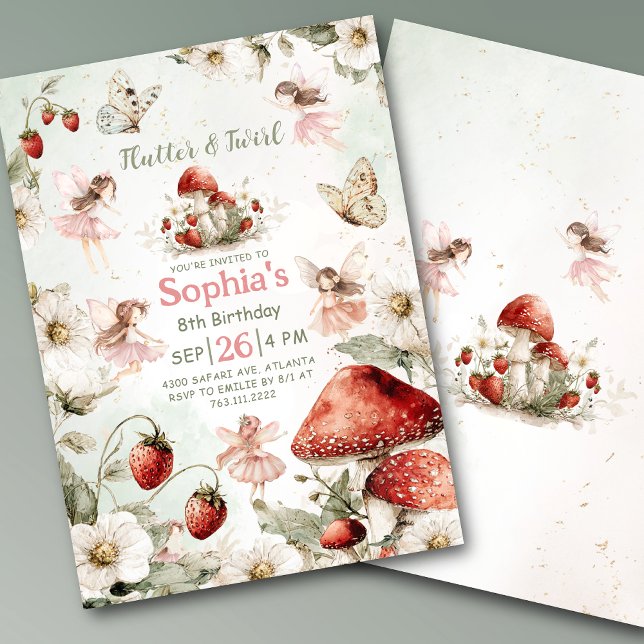 whimsical garden flutter and twirl fairy birthday invitation (Creator Uploaded)