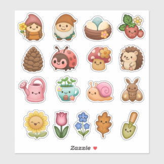 Whimsical Garden Friends Custom-Cut Vinyl Sticker