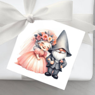 Whimsical Garden Gnome Bride Groom Rustic Wedding Favour Tags