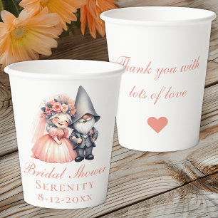 Whimsical Garden Gnome Rustic Bridal Shower  Paper Cups