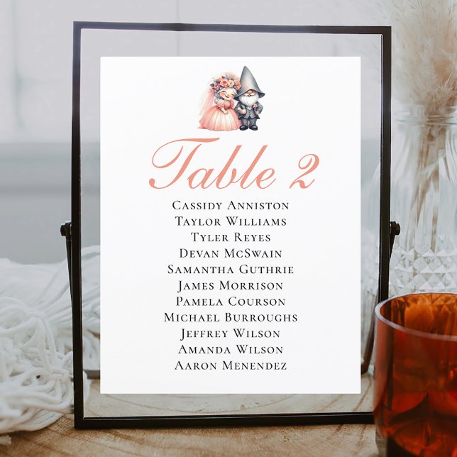 Whimsical Garden Gnome Wedding Seating Chart (Creator Uploaded)