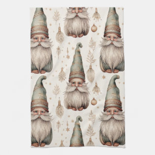 Whimsical Garden Gnomes & Botanical Kitchen Towel