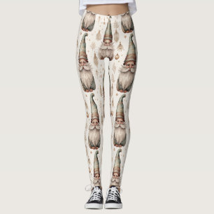 Whimsical Garden Gnomes & Botanical Leggings