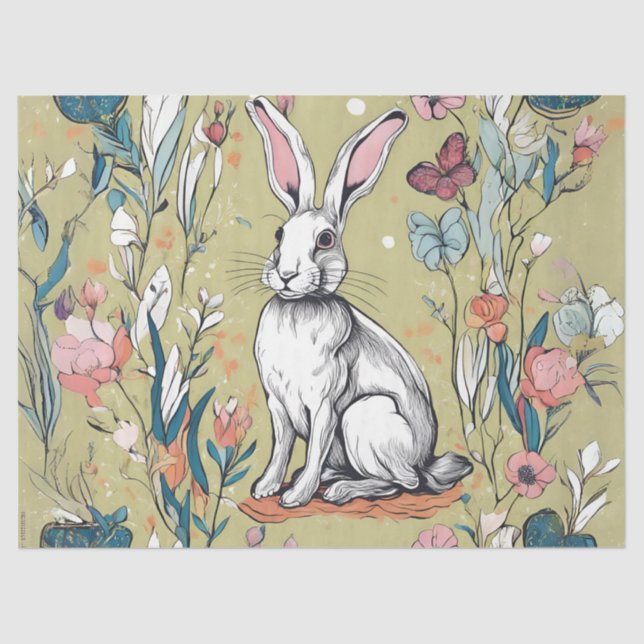 Whimsical Garden Hare Tissue Paper (Front)