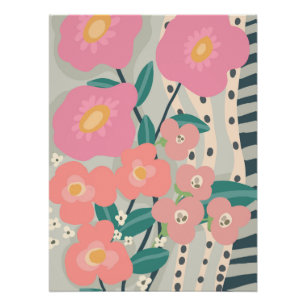 Whimsical Garden Modern Floral Wall Poster
