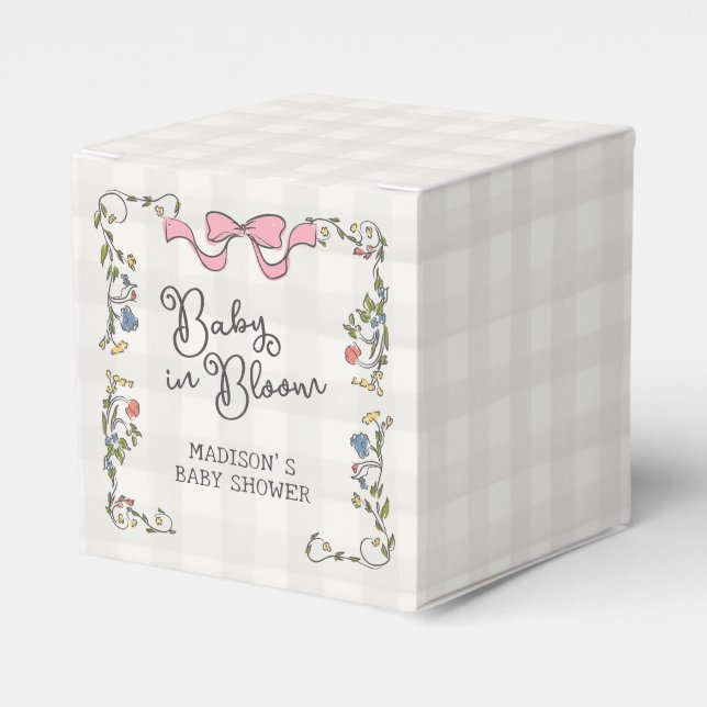 Whimsical Garden Party Doodle Floral Baby Shower Favor Box (Front Side)