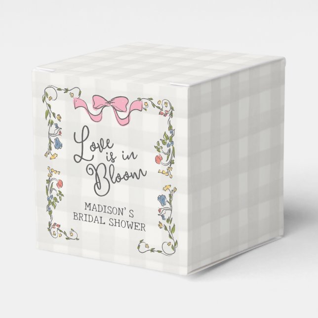 Whimsical Garden Party Doodle Floral Bridal Shower Favor Box (Front Side)