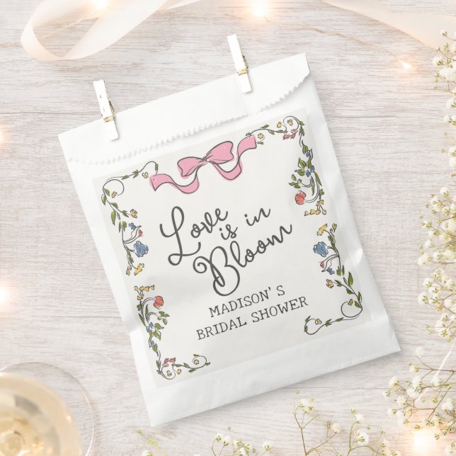 Whimsical Garden Party Doodle Floral Bridal Shower Favour Bag (Clipped)