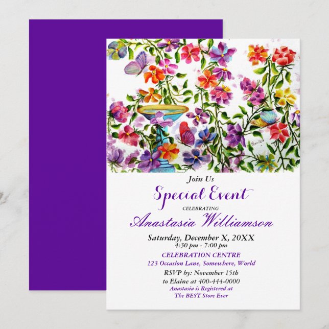 WHIMSICAL GARDEN PARTY EVENT INVITE (Front/Back)