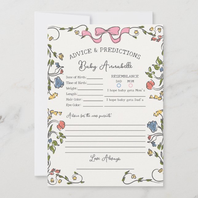 Whimsical Garden Party Floral Shower Baby Advice Invitation (Front)