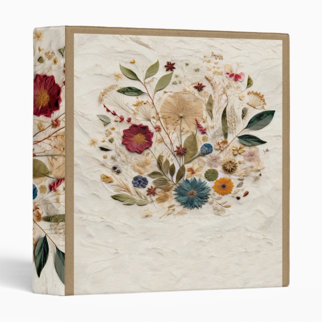 Whimsical Garden Pressed Flowers Bohemian Binder (Front/Spine)
