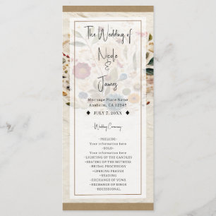 Whimsical Garden Pressed Flowers Bohemian Wedding Program