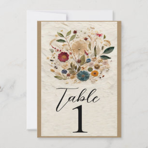 Whimsical Garden Pressed Flowers Table Number