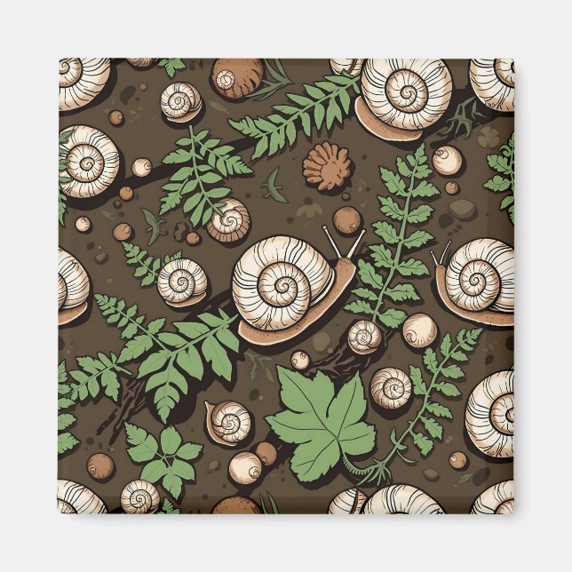 Whimsical Garden Snail Herb Pattern Magnet (Front)