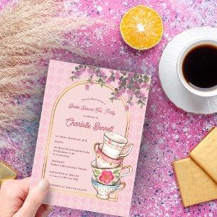 Whimsical Garden Tea Party Bridal Shower Acrylic Invitations