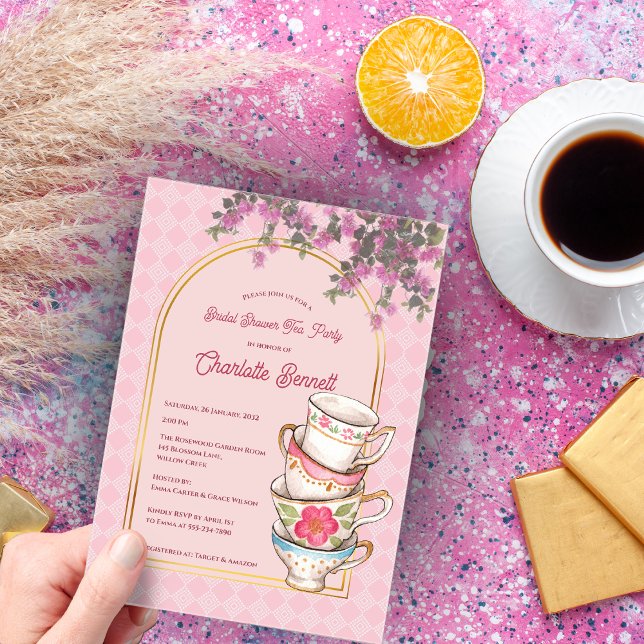 Whimsical Garden Tea Party Bridal Shower Acrylic Invitations (Whimsical Garden Tea Party Bridal Shower Acrylic Invitations)