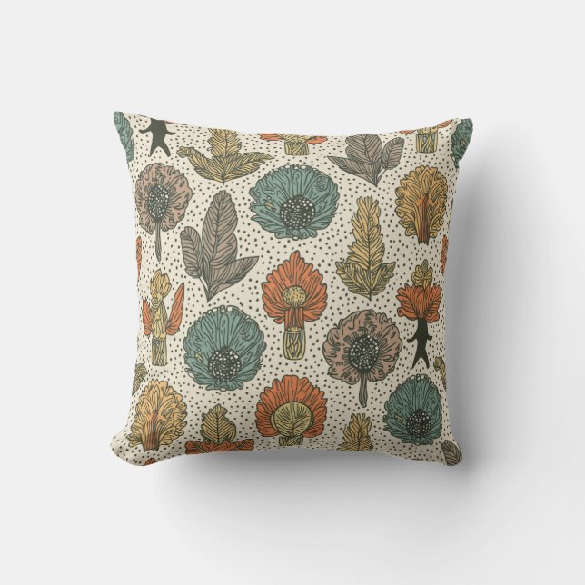 Whimsical Garden Throw Pillow (Front)