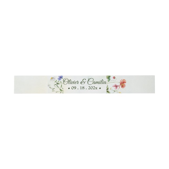 Whimsical Garden  Wild Flower Summer Wedding Invitation Belly Band (Flat)