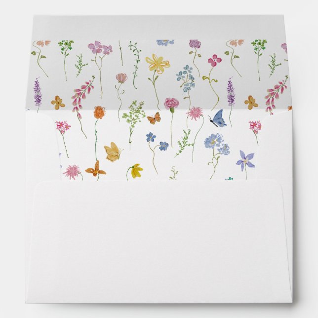 Whimsical Garden Wildflower Wedding Envelope (Back (Bottom))