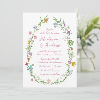 Whimsical Garden Wildflower Wedding Invitation