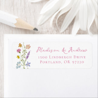 Whimsical Garden Wildflower Wedding Return Address