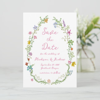 Whimsical Garden Wildflower Wedding Save The Date