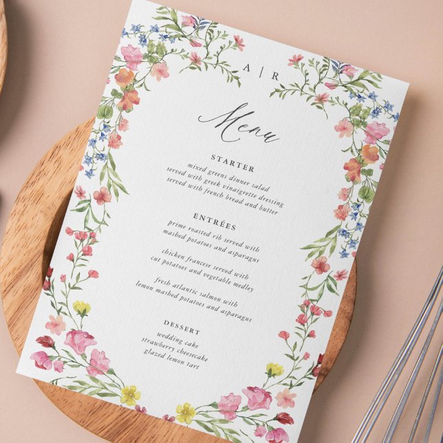 Whimsical Garden Wildflower Wedding Table Menu (Creator Uploaded)