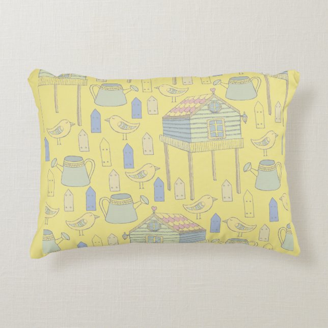 Whimsical Gardener Accent Pillow (Front)
