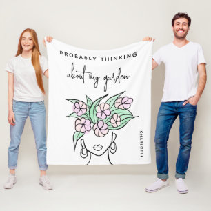 Whimsical Gardener Boho Floral Personalized Fleece Blanket