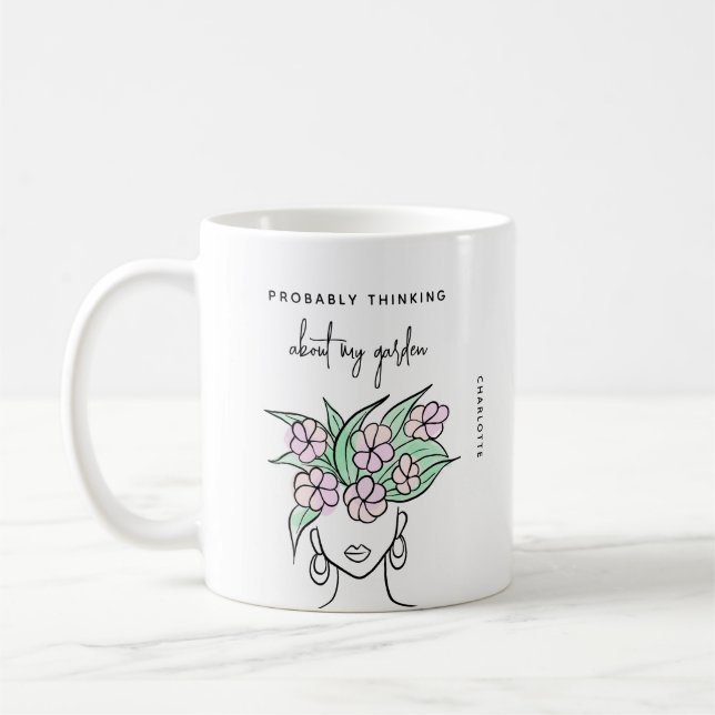 Whimsical Gardener Personalized Coffee Mug (Left)