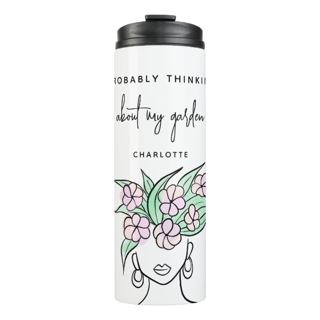 Whimsical Gardener Personalized Thermal Tumbler (Front)