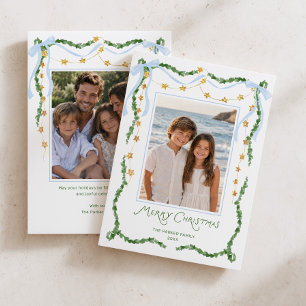 Whimsical Garland Merry Christmas Photo Holiday Card
