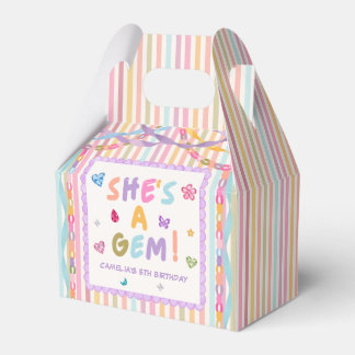 Whimsical Gemstone Colourful Girl Birthday Party Favor Box