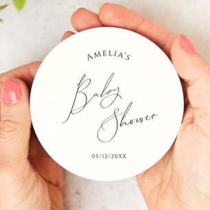 Whimsical Gender Neutral Baby Shower Round Paper Coaster