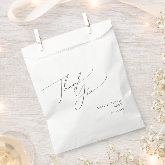 Whimsical Gender Neutral Baby Shower Thank You Favour Bag (Clipped)