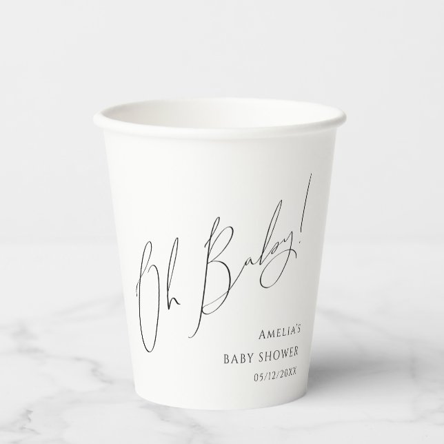 Whimsical Gender Neutral Oh Baby Shower Paper Cups (Front)