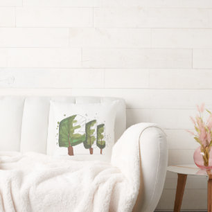 Whimsical Geometric Trees–Hand-Drawn Illustration Throw Pillow