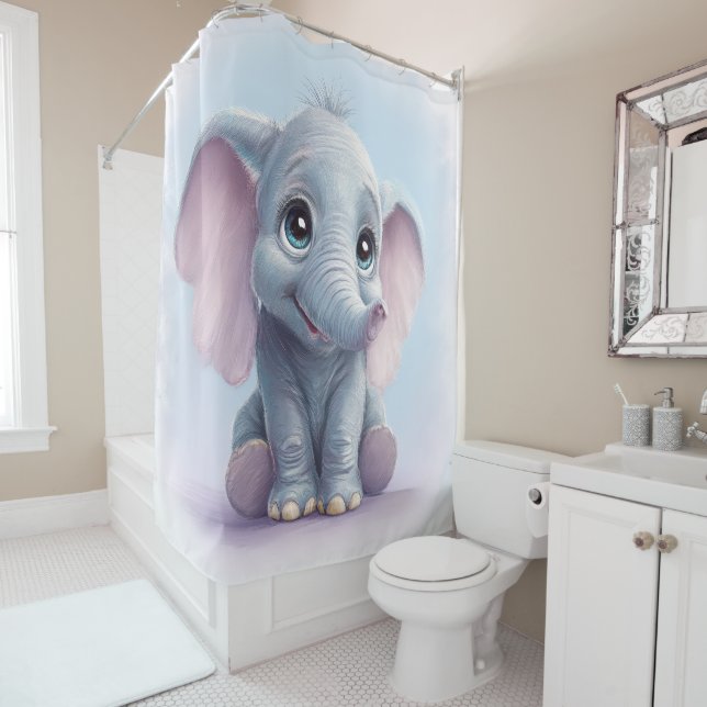 Whimsical Ghibli-Inspired Baby Elephant Art Print (In Situ)