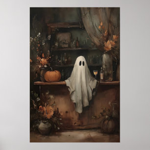 Whimsical Ghost Bar Cocktail Print Dark Academia