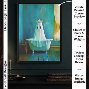 Whimsical Ghost Bath, Spooky Bathroom FW1L Tissue Paper