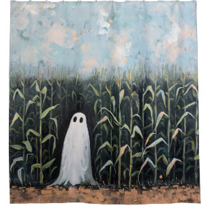 Whimsical Ghost Corn Field Oil Painting